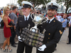 Royal Canadian Navy officials carry the Memorial Cup trophy ahead of the tournament beginning in Windsor on May 18, 2017. (Windsor Star photo)