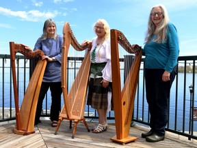 Members of the North Lakeshore Harp Circle meet at the Thousand Islands History Museum in Gananoque to practice, learn new material and techniques, and enjoy each other's company. L-r, Norma Rosier, Sharon Kellar, and Judi Longstreet. Lorraine Payette/for Postmedia Network