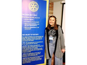 Special guest speaker Kaia McGuire performed a presentation to the Gananoque Rotary Club on her experiences participating in the Honouring Indigenous Peoples (HIP) program. HIP is only one of many youth programs that the Rotary Club offers. Lorraine Payette/for Postmedia Network