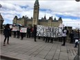 A scene from a 2019 "safe supply" rally on Parliament Hill