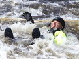 Greater Sudbury firefighters from station two and four took part in water rescue training at the Vermilion River falls near Centennial Park in Whitefish, Ont. on Tuesday May 14, 2024. John Lappa/Sudbury Star/Postmedia Network