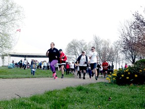 Participants take off at the beginning of the third-annual Race for REACH outside of the Harry Lumley Bayshore Community Centre in Owen Sound on Saturday, May 4, 2024. Greg Cowan/The Sun Times