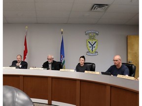 Whitecourt council, including (l-r) Mayor Tom Pickard and councillors Bill McAree, Tara Baker and Paul Chauvet, voted to approve a development permit for a Culture and Events Centre. The facility would consist of an Arts, Culture and Convention Centre, new library and town office by Festival Park.