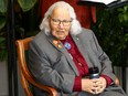 Former senator Murray Sinclair during a swearing-in ceremony for Premier Web Kinew and the provincial NDP cabinet at The Leaf in Assiniboine Park on Wed., Oct. 18, 2023.