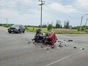A motorcyclist has been seriously injured Wednesday afternoon after colliding with a pickup truck on Highway 6 at St. John’s Road East in Norfolk County.