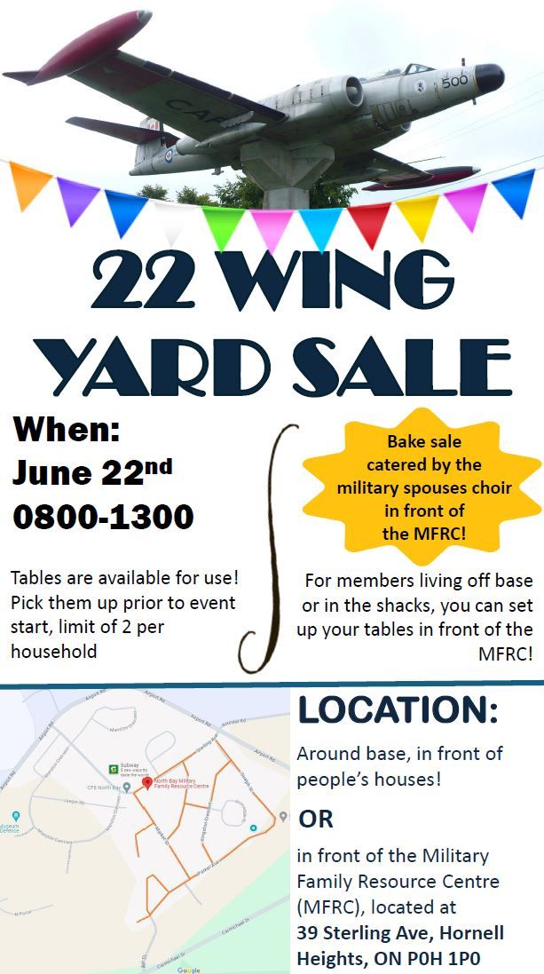 22 Wing North Bay Yard Sale coming this Saturday North Bay Nugget