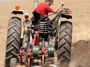 Alex Cameron of Owen Sound competing in a plowing match.