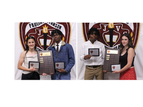Pauline Johnson Collegiate recently held its annual athletic awards banquet with major award winners including athletes of the year (left to right) Allison Villamere (junior girls), Kyle Paul (junior boys), Tray Walters (senior boys) and Dakota Kehl (senior girls).