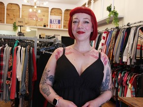 Rebound's Tiffany D'Angela poses at ReFound in Sarnia, shortly after opening the social-enterprise store for its last day, June 22, 2024.
