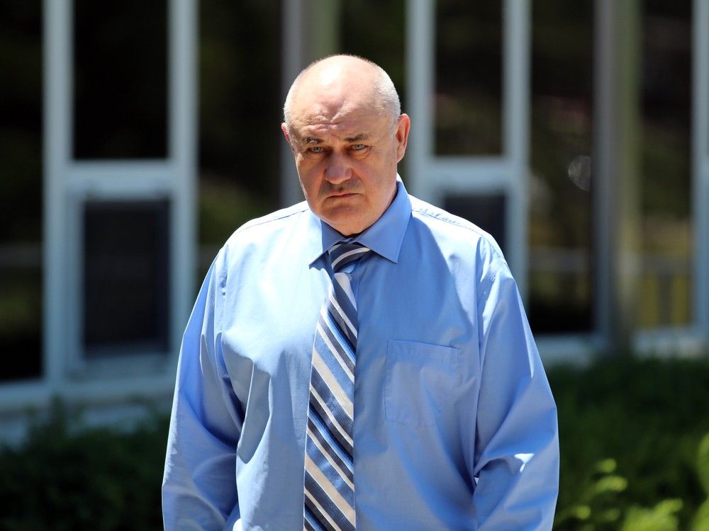 Nick Shah, a 64-year-old truck driver from Toronto, walks towards the Sarnia courthouse Monday to learn the judge's decision following his multi-day drug-smuggling trial held earlier this year. Shah was found guilty of importing cocaine and possessing cocaine for the purpose of trafficking and will be sentenced later this fall. (Terry Bridge/Sarnia Observer)