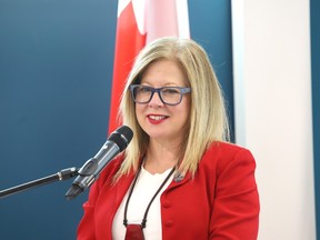 Sudbury MP Viviane Lapointe takes part in a funding announcement at Laurentian University in Sudbury, Ont. on Monday June 10, 2024.