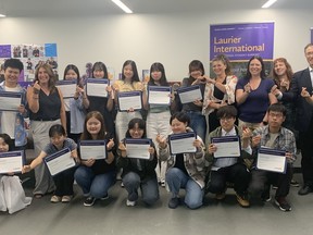 International students from South Korea and China celebrated the completion of a four-week business communication and entrepreneurship program with officials from Laurier Brantford on Friday. Students had the opportunity to learn about business as well as Canadian culture in both an academic and community setting by interacting with local businesses and organizations.