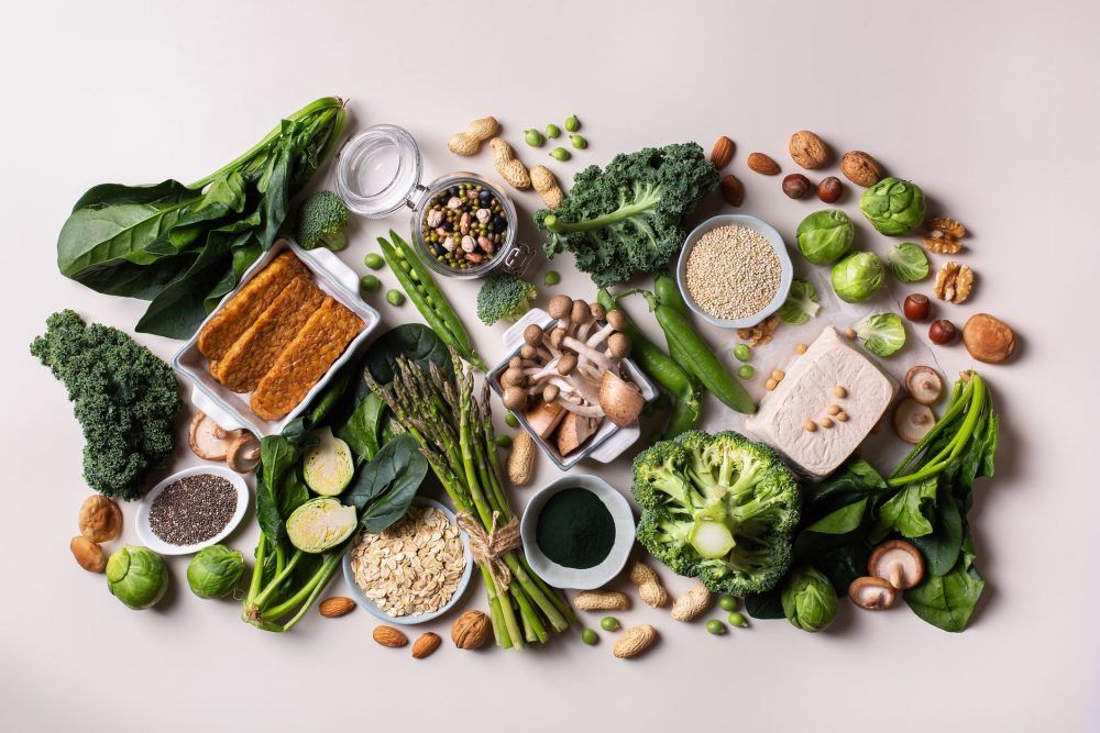 Variety of vegan, plant-based protein sources.