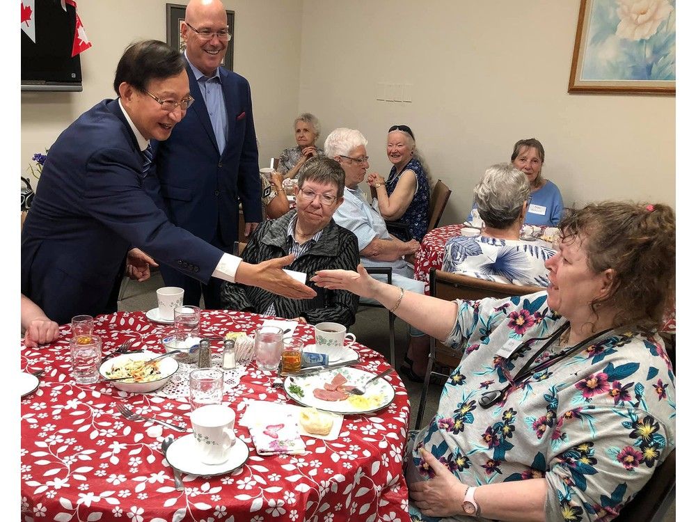 Ontario Minister for Seniors and Accessibility, Raymond Cho, left, and MPP Steve Clark are seen at a previous visit to Seniors' Community Services in Kemptville, which is also a Seniors Active Living Centre.