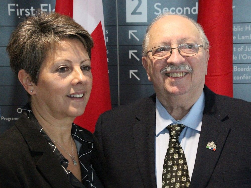 Bluewater Health president and CEO Paula Reaume-Zimmer, left, poses for a photo with Sarnia-Lambton MPP Bob Bailey Jan. 27, 2025 in Sarnia.