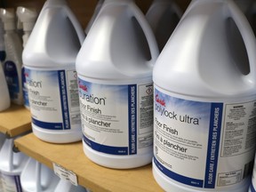 3 bottles of floor cleaning product on the shelf at Swish