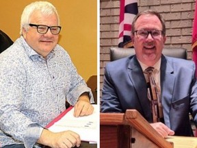 Rory Ring, Chatham-Kent Chamber of Commerce President and Chief Executive, Left, and Chatham-Kent Mayor Darrin Canniff. (File)