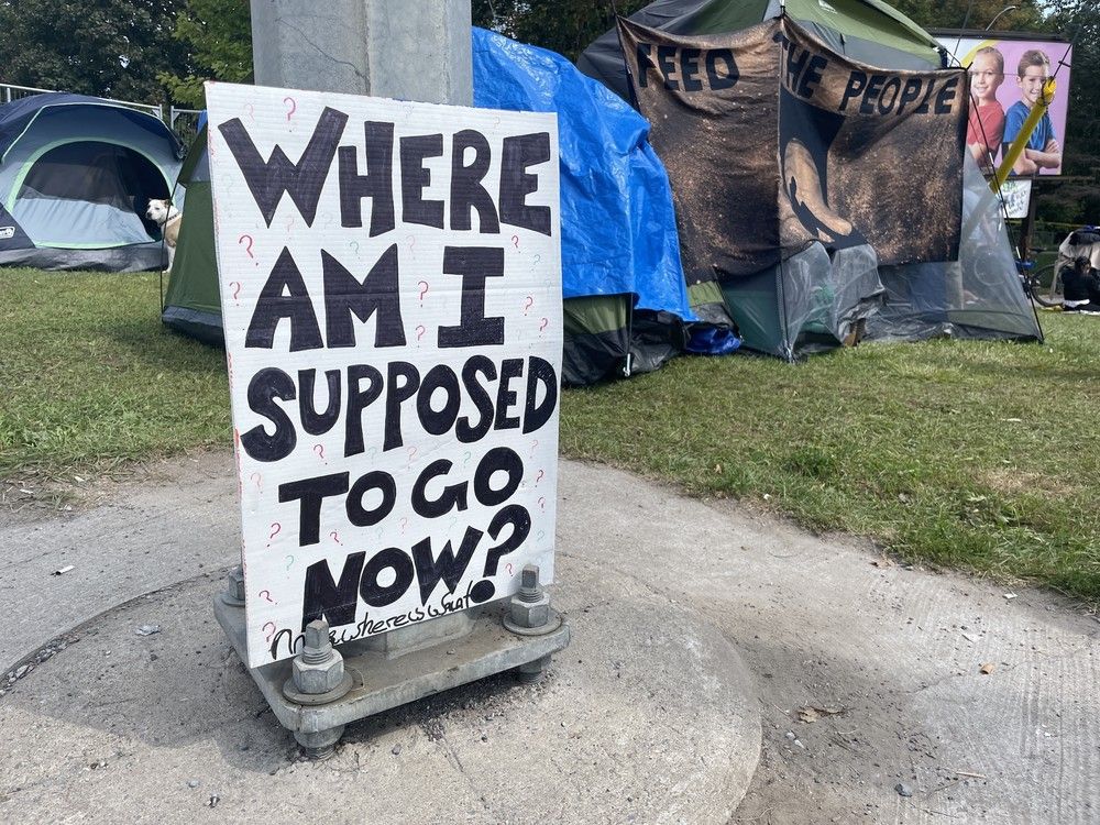 homeless advocates are to protest the ontario government's safer communities act which they say will target the unhoused in kingston, ont. on wednesday, may 27, 2025. (elliot ferguson/the whig-standard/postmedia network)