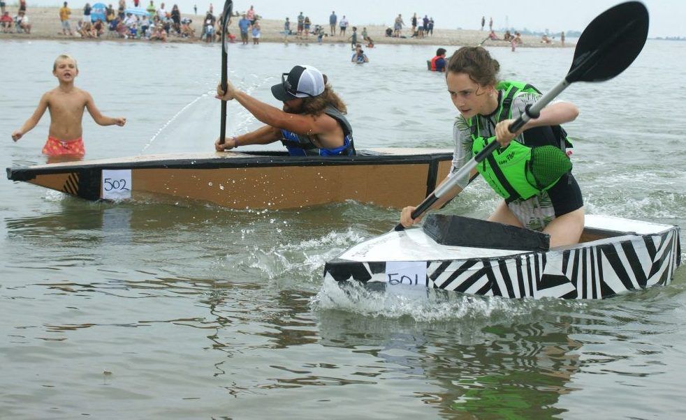 The finish of the cardboard boat corporate division