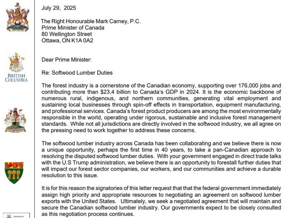 Holt writes PM for softwood aid programs, even at risk of angering U.S.