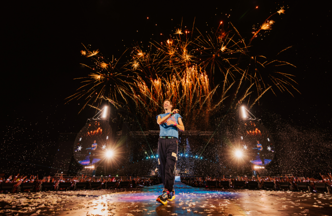 Coldplay frontman Chris Martin in the first of four shows at Rogers Stadium in Toronto.