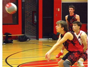 Paris Panthers unbeaten in senior boys volleyball 2 Paris District High School's Gavin Bernard returns a serve during an AABHN senior boys volleyball game against McKinnon Park Secondary School on Tuesday at PDHS.
