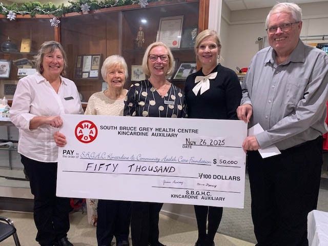 Foundation receives $50,000 from Kincardine Hospital Auxiliary