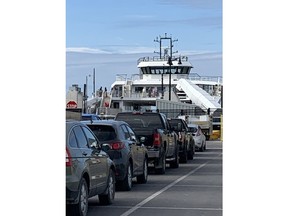 cars line up for ferry service