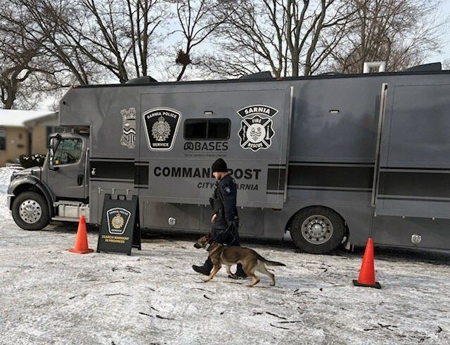 At least five people were arrested Tuesday as tactical police officers raided multiple addresses in and around Sarnia amid a drug probe.