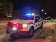 Police cruiser at night