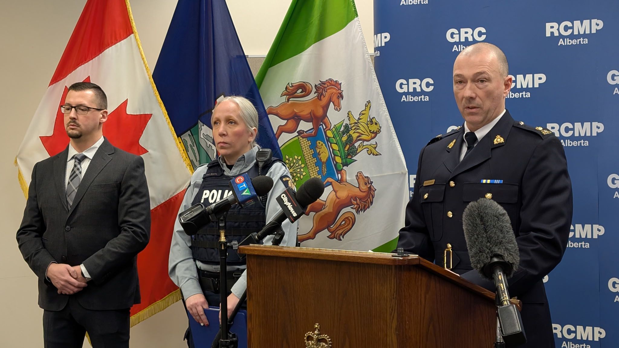 Insp. Kevin Peterson of Strathcona County RCMP spoke to media on Thursday, Jan. 15 at the Sherwood Park detachment detailing a substantial drug bust that resulted in charges against a Sherwood Park resident and two residents of Edmonton. Lindsay Morey/Postmedia