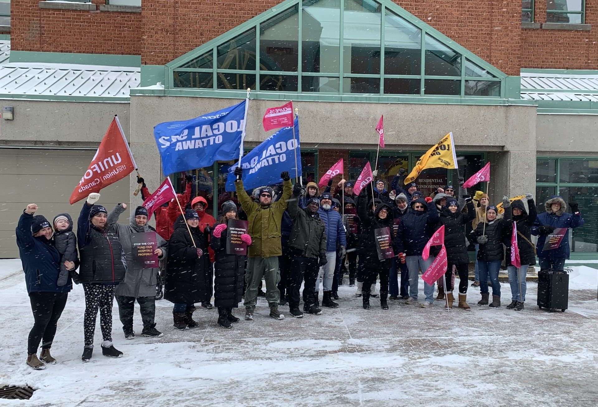 Health care workers protest “government underfunding” outside MPP’s office