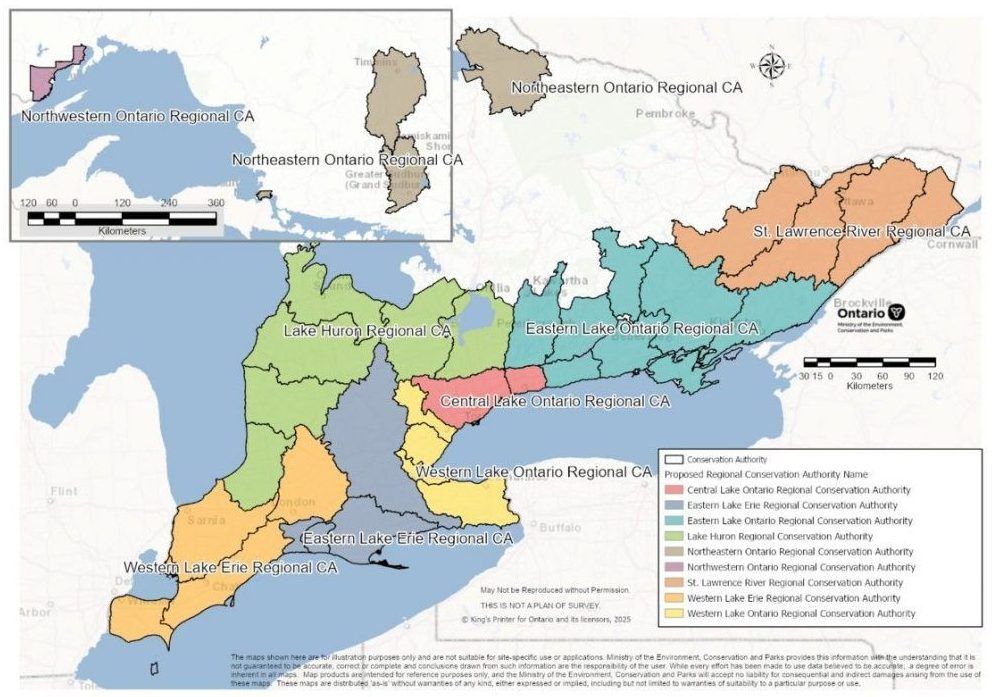 Map of Ontario's regional conservation authorities