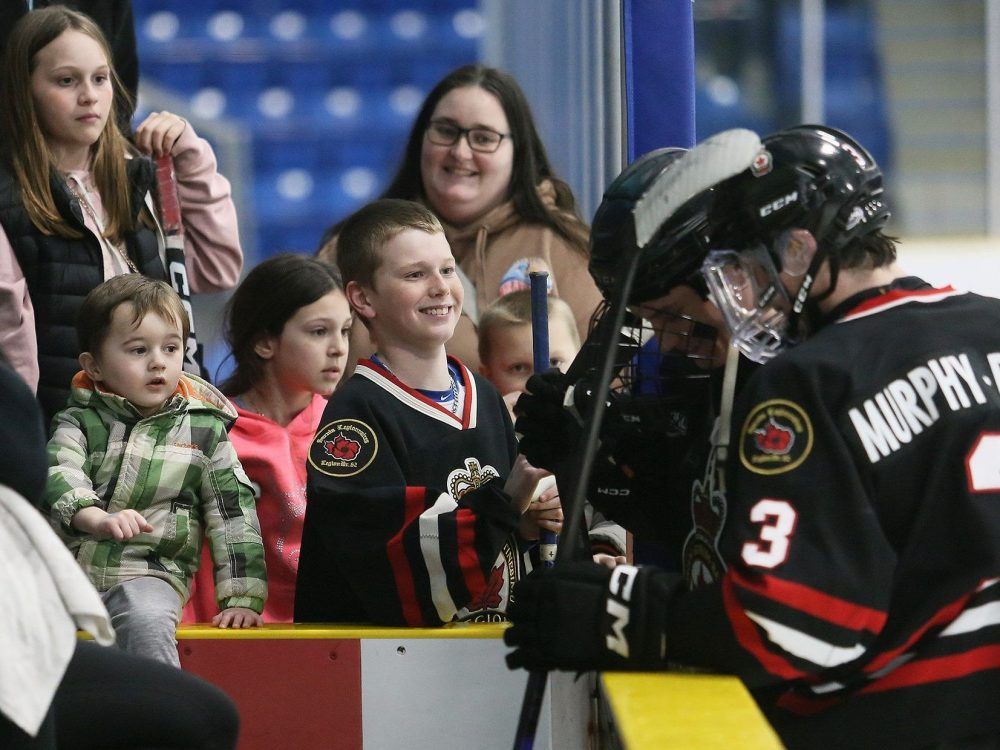  Young fans greet the Sarnia Legionnaires after their Greater Ontario Hockey League home finale. (Mark Malone/Postmedia Network)