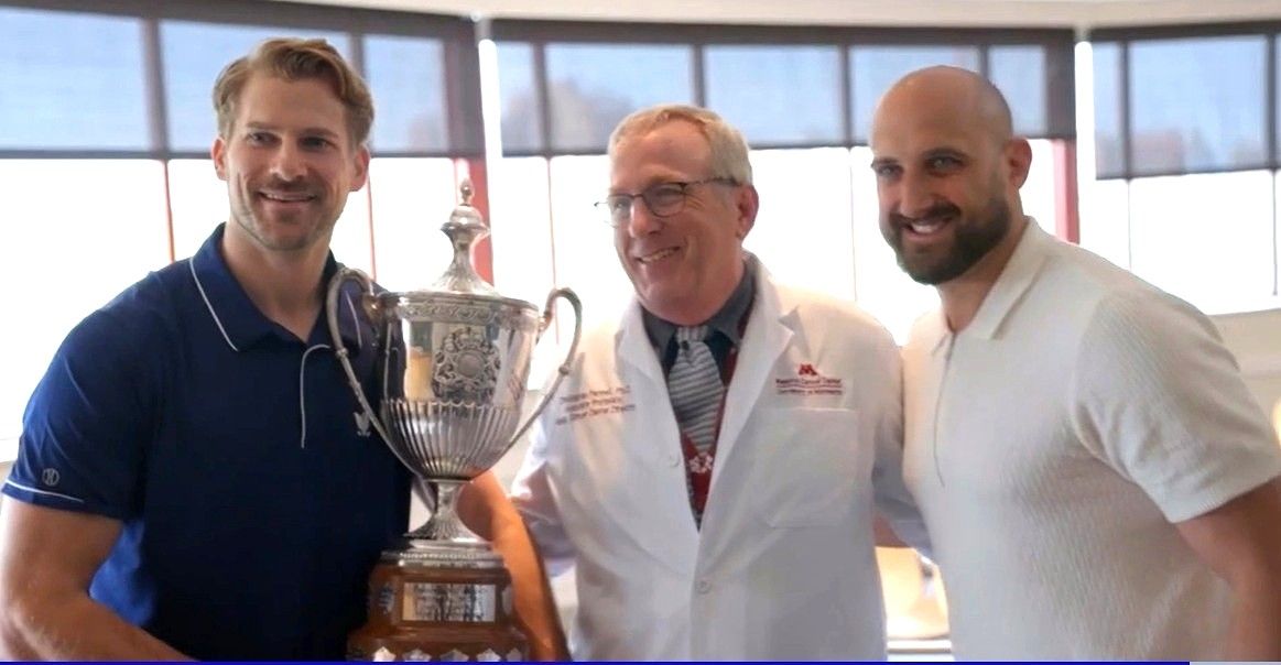 Nick Foligno Surprises Marcus with the King Clancy Trophy at Hospital