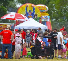 Canada Day celebrations in Belleville are shown.