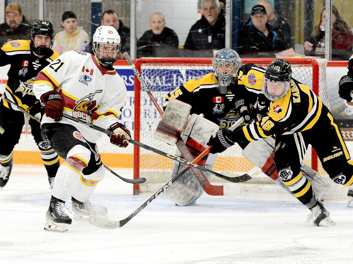 File photo of NOJHL action between the Timmins Rock and Iroquois Falls Storm