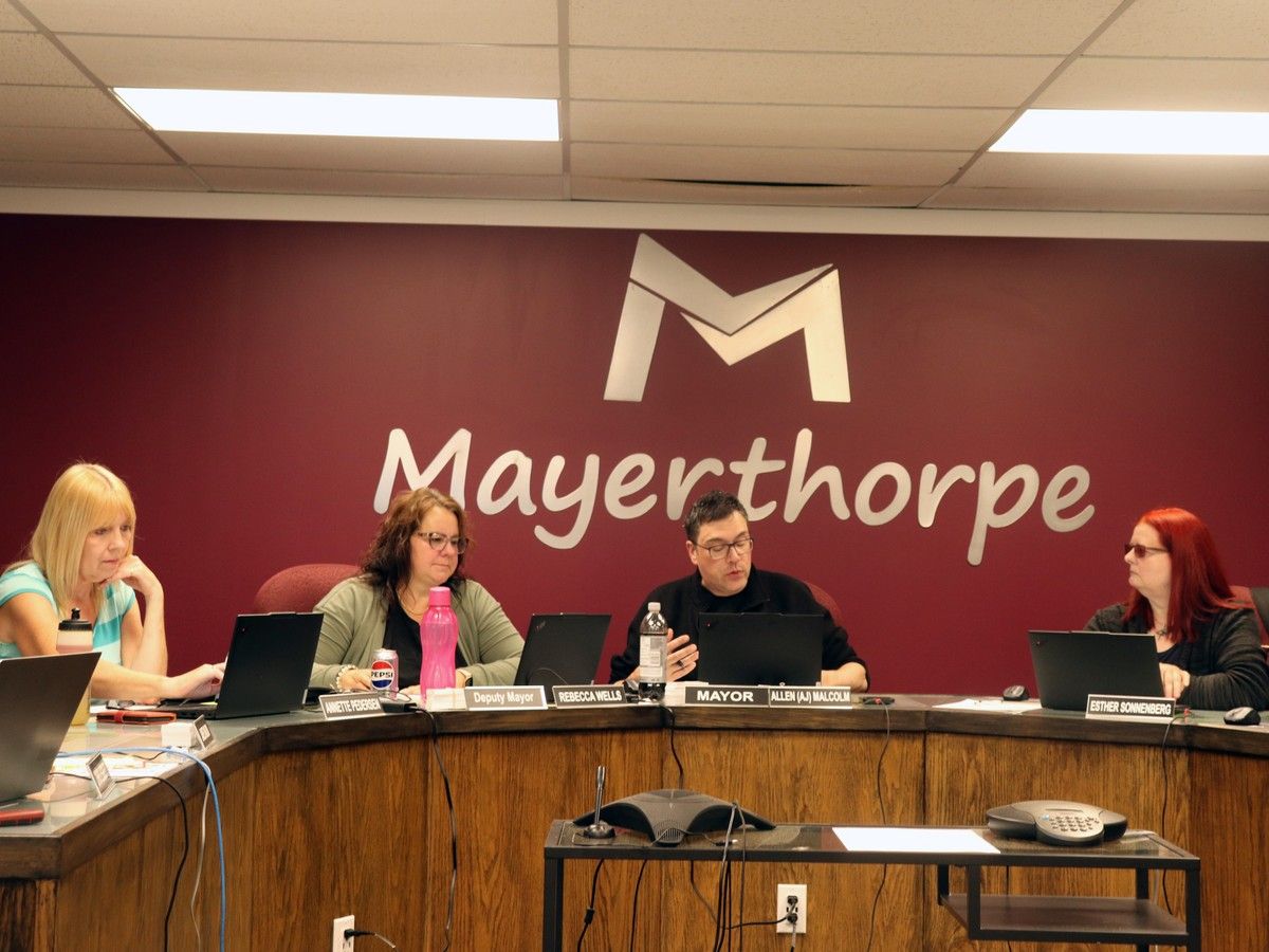 Mayerthorpe councillors at their table