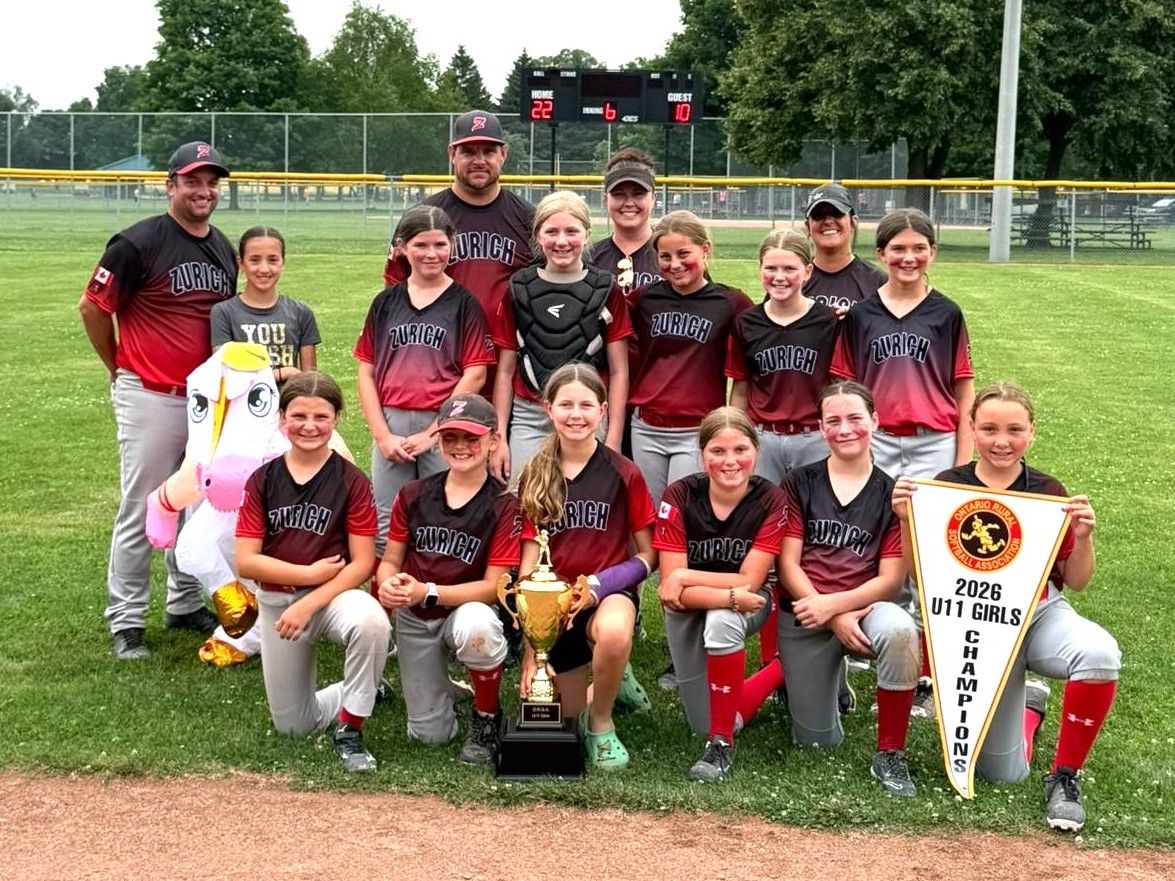 Zurich, Exeter teams join forces, claim U11 provincial softball title