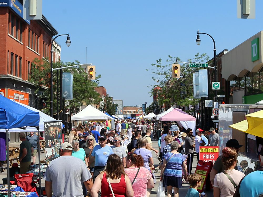 Owen Sound's River District is transformed into a pedestrian market at the Hottest Street Sale in Owen Sound's River District on Saturday, July 11, 2026. Greg Cowan/The Sun Times