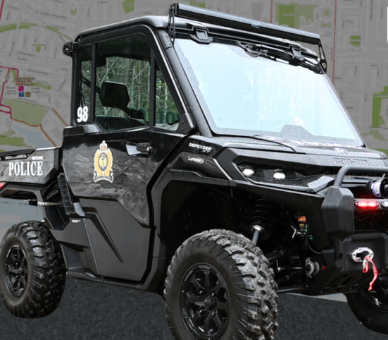 Police utility terrain vehicle to patrol Hub Trail