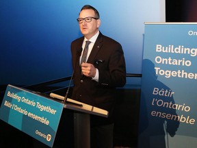 Greg Rickford, Minister of Energy, Northern Development and Mines, is shown in this file photo making a funding announcement at Science North for the film, television, music and tourism industries in Sudbury, Ont. on Thursday March 5, 2020. John Lappa/Sudbury Star/Postmedia Network