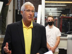 Nipissing MPP Vic Fedeli announced $149,200, Wednesday, from the Ontario Together Fund for North Bay company MetricAid's physician scheduling program. Jennifer Hamilton-McCharles/The Nugget