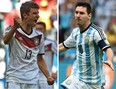 Germany's forward Thomas Mueller (left) and Argentina's forward and captain Lionel Messi (r). (AFP/Getty Images)