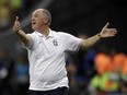 Brazil's coach Luiz Felipe Scolari yells instructions to his players during the World Cup third-place soccer match between Brazil and the Netherlands at the Estadio Nacional in Brasilia, Brazil, Saturday, July 12, 2014. (AP Photo/Natacha Pisarenko)