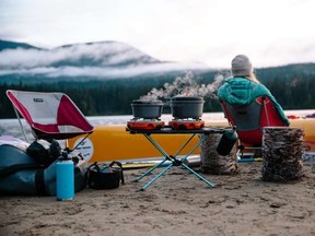 Camping at Bowron Lakes Provincial Park, BC.