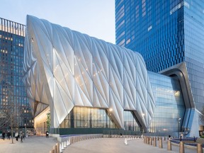 The Shed in New York has an extendable roof that allows it to be home to a variety of different events. (Supplied)