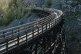 Cycling the Myra Canyon section of the Kettle Valley Railway near Kelowna.