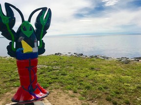 In Shag Harbour, N.S., this alien lobster is by the ocean where a UFO once crashed. Photo by Jennifer Bain