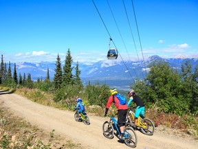 In summer, you can enjoy mountain biking at Kicking Horse Mountain Resort near Golden, British Columbia.